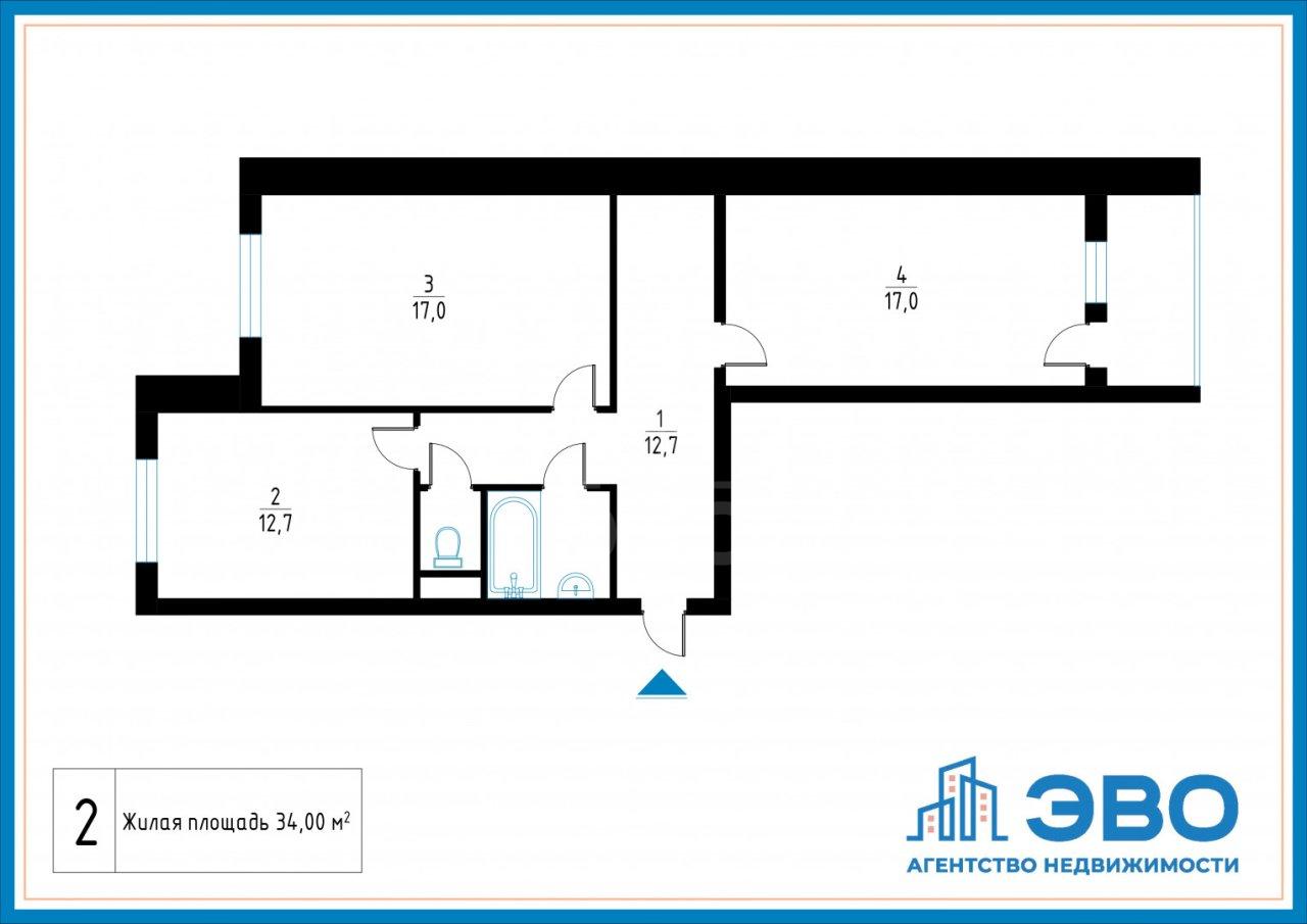 двухкомнатная квартира в Ленинградской области по адресу: Магистральная ул., 10