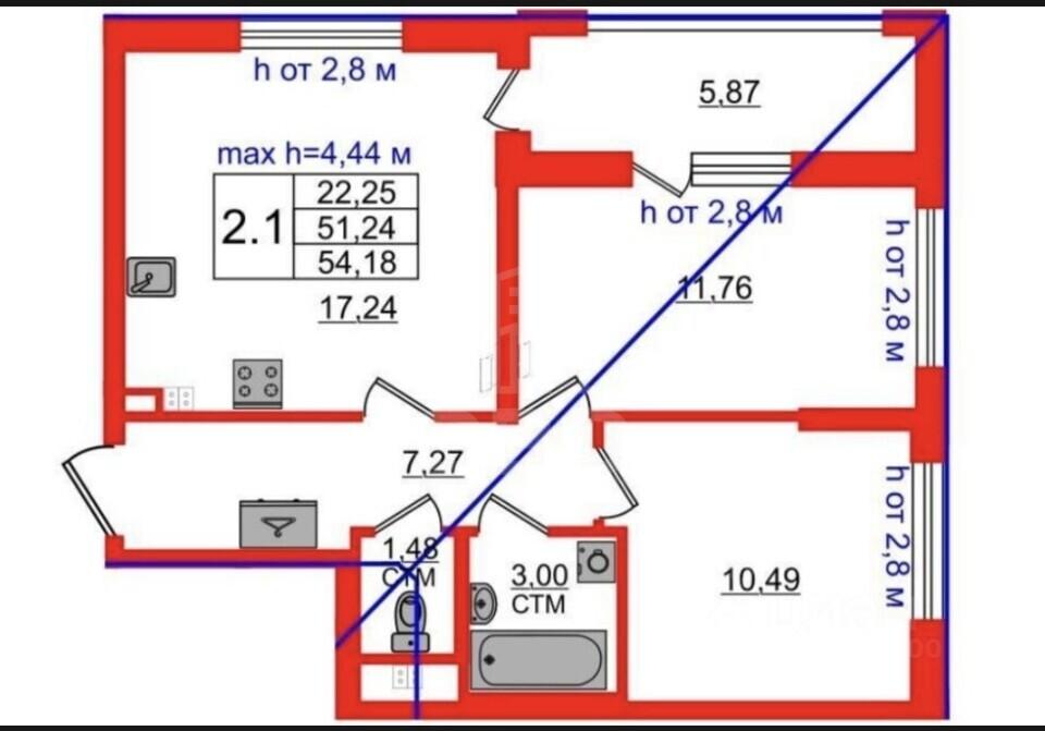 двухкомнатная квартира в Санкт-Петербурге по адресу: Буденного проспект, 18, к 3