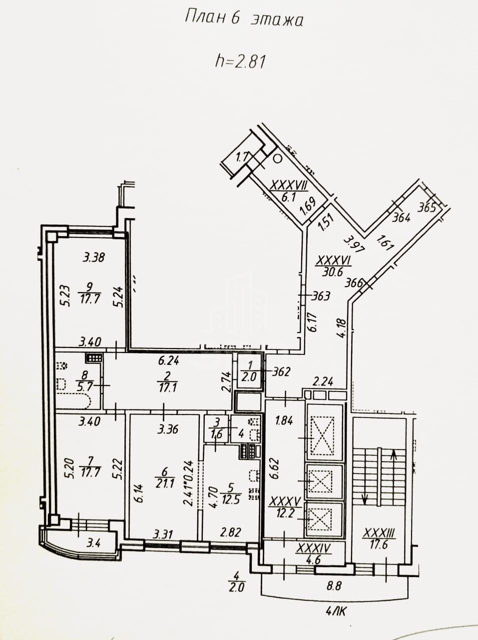 трехкомнатная квартира в Санкт-Петербурге по адресу: Луначарского проспект, 11, к 1, литера А