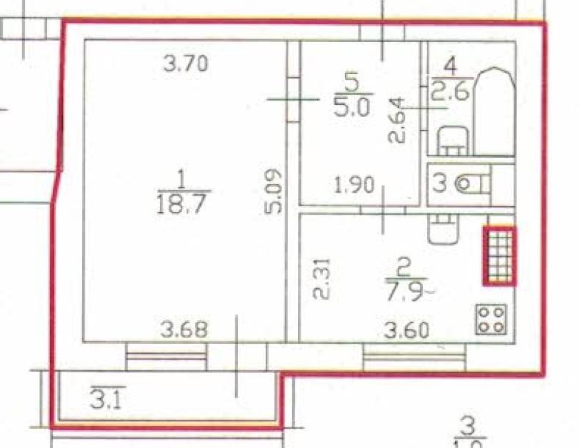 однокомнатная квартира в Санкт-Петербурге по адресу: Нарвская ул., 2