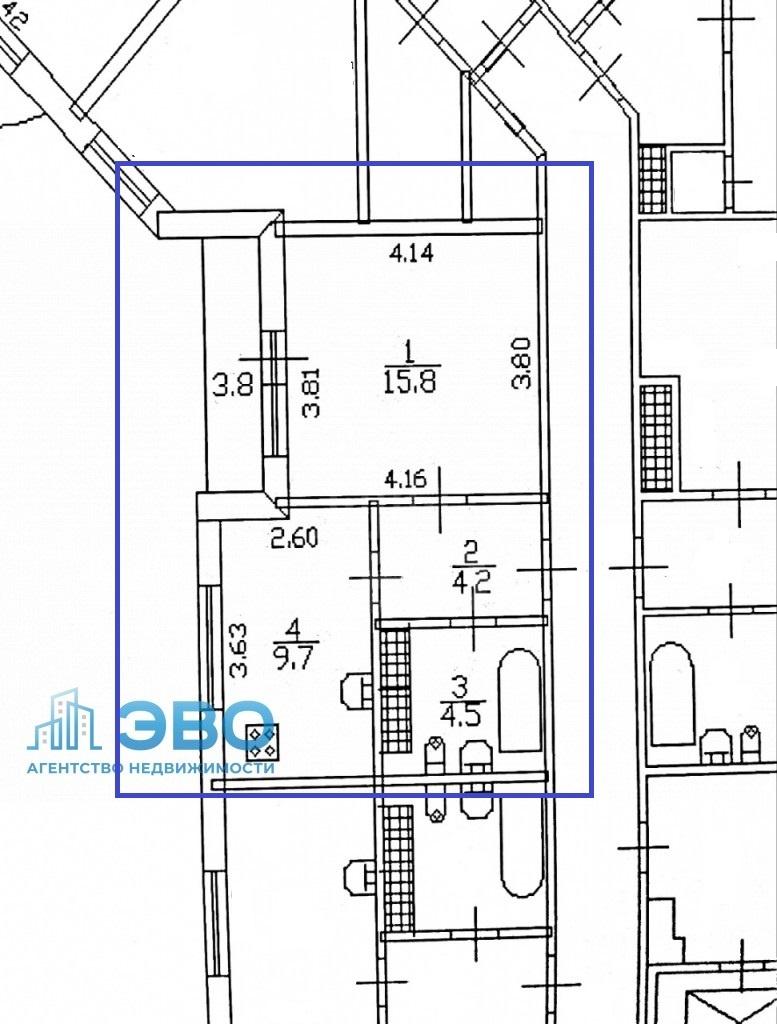 однокомнатная квартира в Санкт-Петербурге по адресу: Коммуны ул., 50