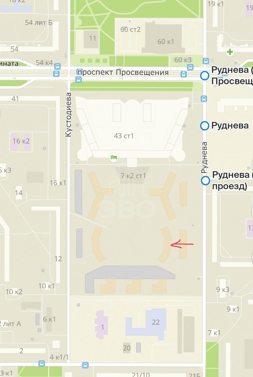 однокомнатная квартира в Санкт-Петербурге по адресу: Руднева ул., 16