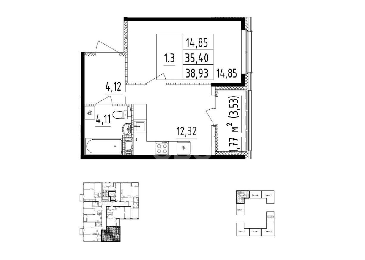 однокомнатная квартира в Санкт-Петербурге по адресу: Красногвардейский пер., к 2