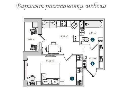 однокомнатная квартира в Санкт-Петербурге по адресу: Красногвардейский пер., к 2