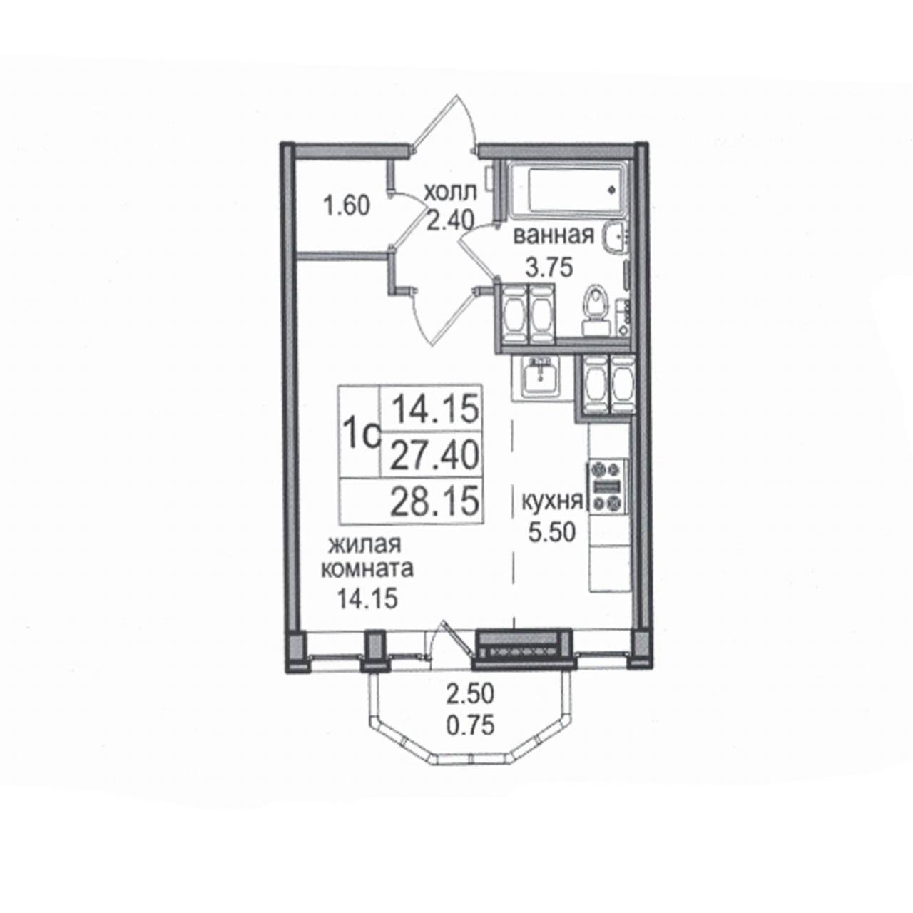 однокомнатная квартира в Санкт-Петербурге по адресу: Толубеевский проезд, 14, к 1