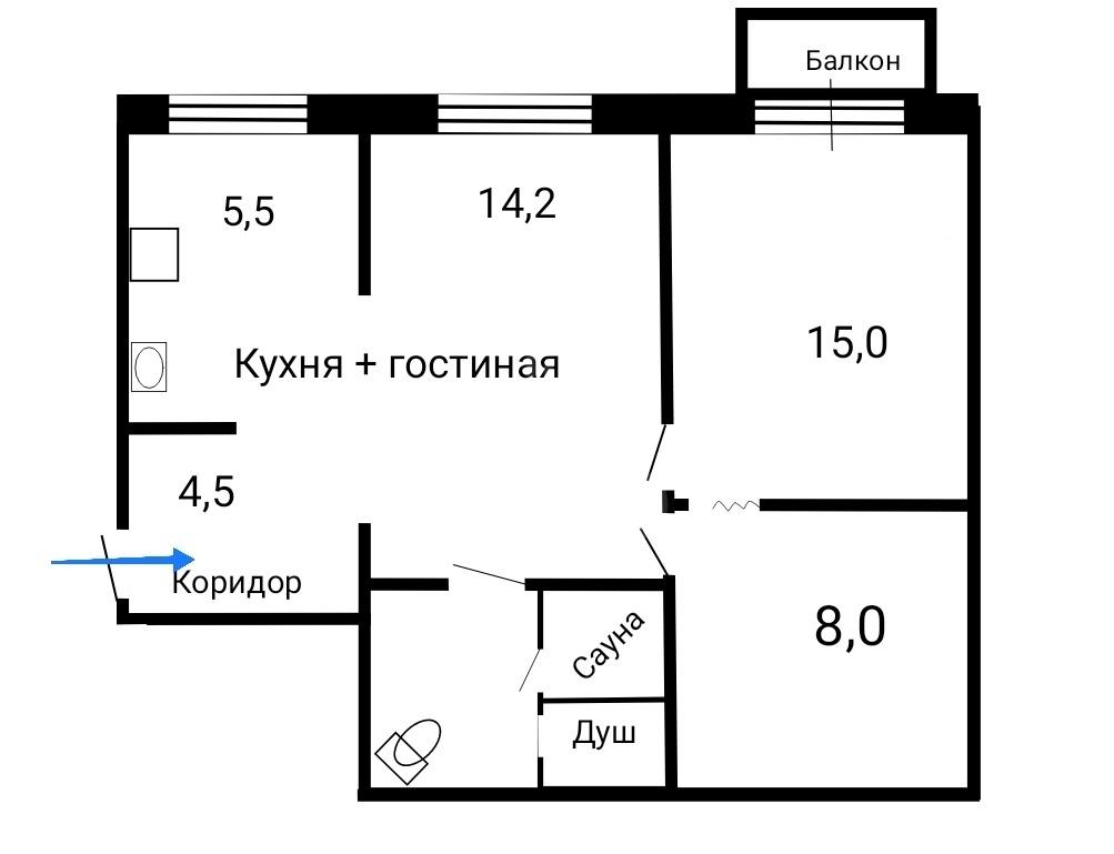 двухкомнатная квартира в Санкт-Петербурге по адресу: Московский проспект, 182