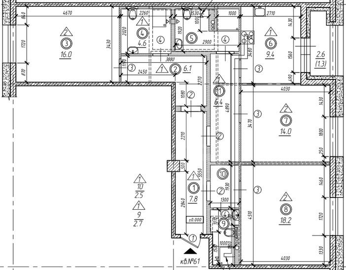 трехкомнатная квартира в Санкт-Петербурге по адресу: Кременчугская ул., 13, к 1, литера А