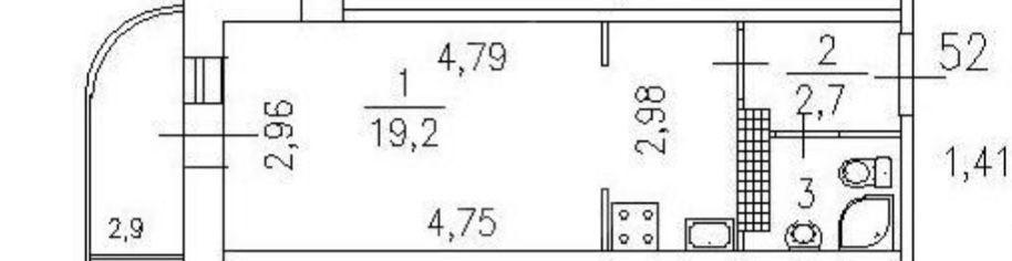 однокомнатная квартира в Санкт-Петербурге по адресу: Солидарности проспект, 9, к 3