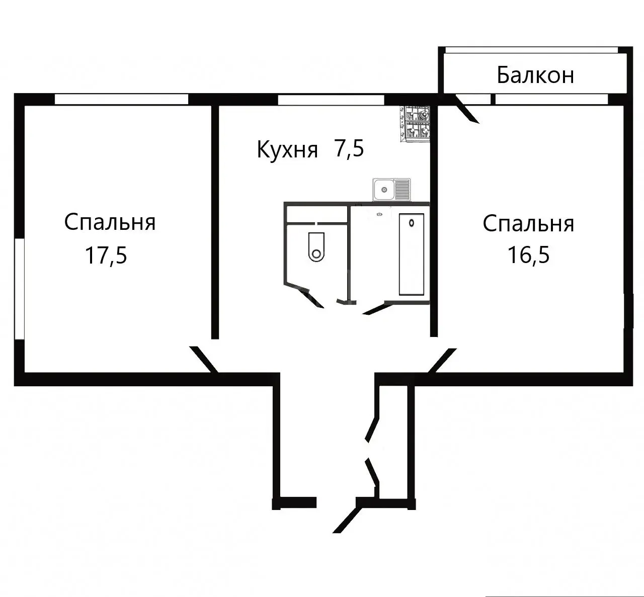 двухкомнатная квартира в Санкт-Петербурге по адресу: Ярослава Гашека ул., 12/100, литера А