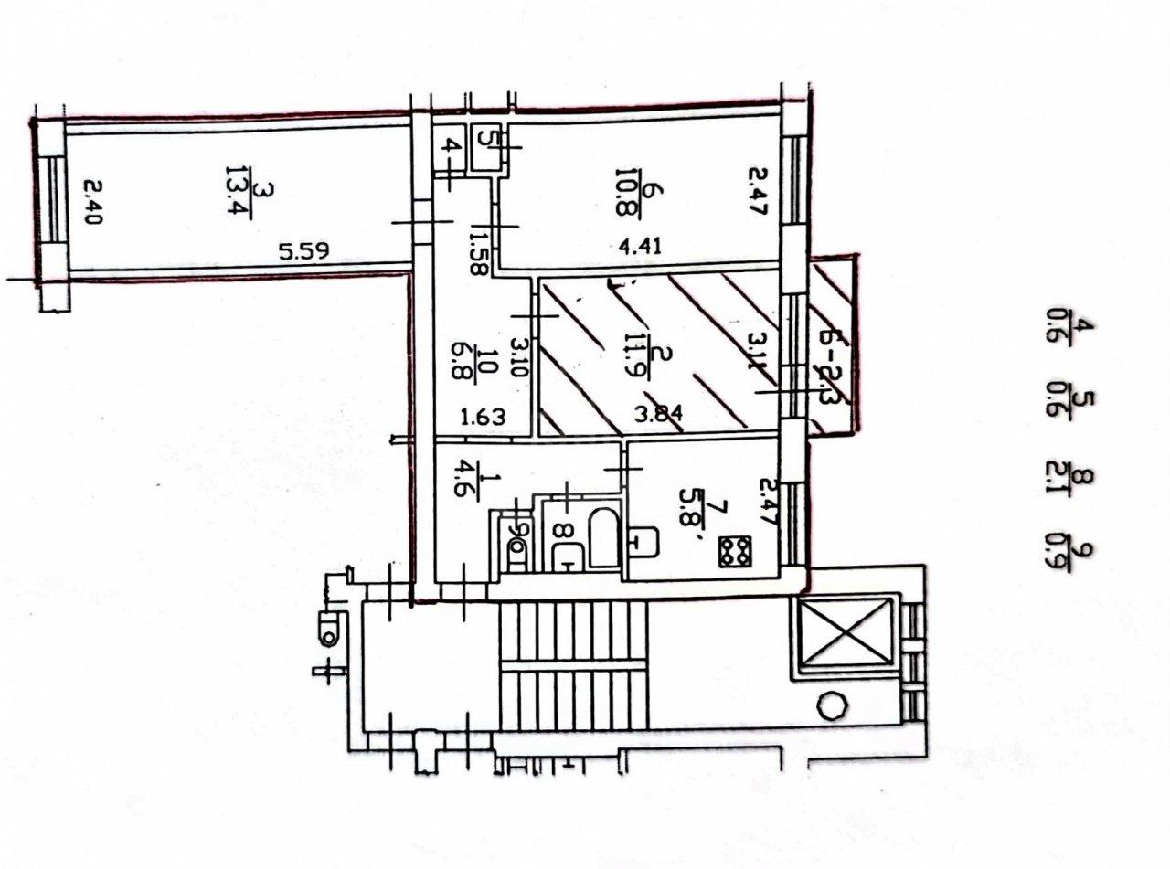 трехкомнатная квартира в Санкт-Петербурге по адресу: Большая Пороховская ул., 34