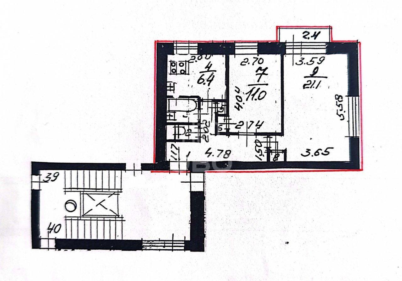 двухкомнатная квартира в Санкт-Петербурге по адресу: Большевиков проспект, 69