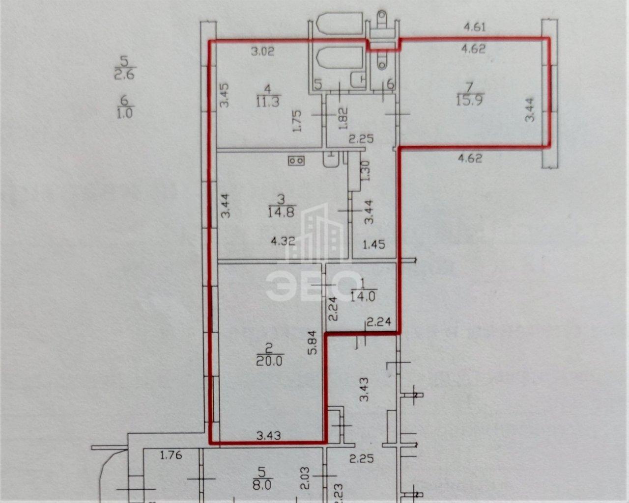 трехкомнатная квартира в Санкт-Петербурге по адресу: Вербная ул., 18, к 1, литера А
