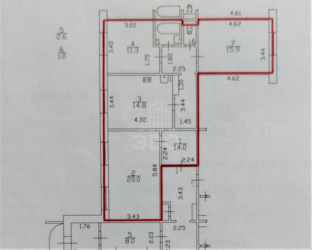 трехкомнатная квартира в Санкт-Петербурге по адресу: Вербная ул., 18, к 1, литера А