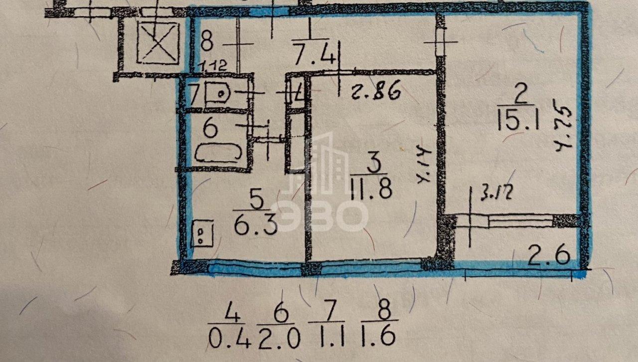 двухкомнатная квартира в Санкт-Петербурге по адресу: Тамбасова ул., 8, к 1