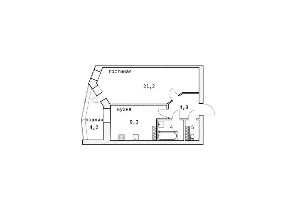 однокомнатная квартира в Санкт-Петербурге по адресу: Обуховской Обороны проспект, 138, к 2