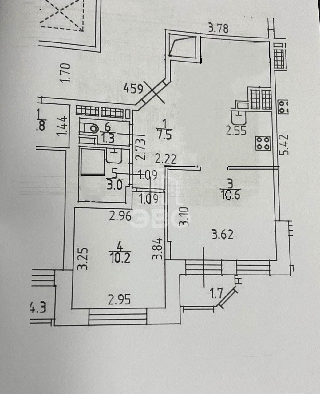 двухкомнатная квартира в Санкт-Петербурге по адресу: Николая Рубцова ул., 5, строение 1