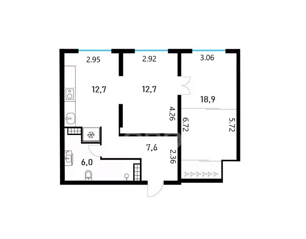 двухкомнатная квартира в Санкт-Петербурге по адресу: Михаила Дудина ул., 25, к 2