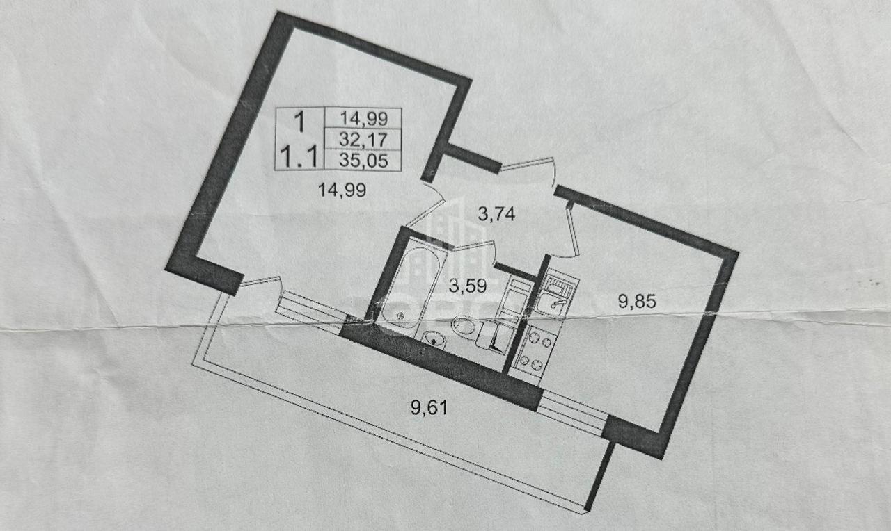 однокомнатная квартира в Санкт-Петербурге по адресу: Пражская ул., 15