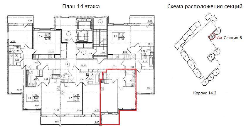 однокомнатная квартира в Санкт-Петербурге по адресу: Арцеуловская аллея, 15, к 2, строение 1
