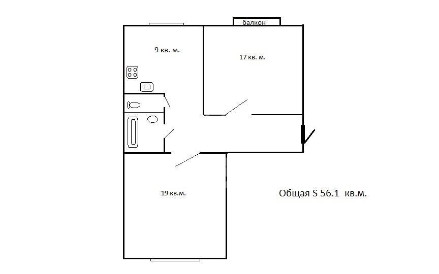 двухкомнатная квартира в Санкт-Петербурге по адресу: 1-й Муринский проспект, 29, к 20