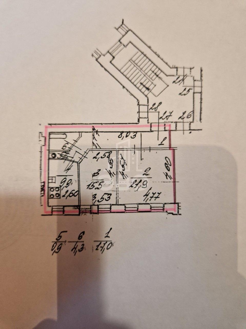 двухкомнатная квартира в Санкт-Петербурге по адресу: Кондратьевский проспект, 23, литера А