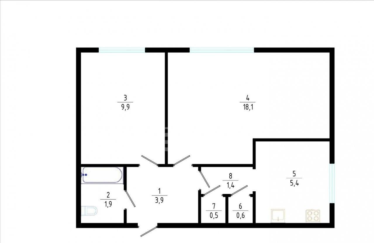 двухкомнатная квартира в Санкт-Петербурге по адресу: Краснопутиловская ул., 36