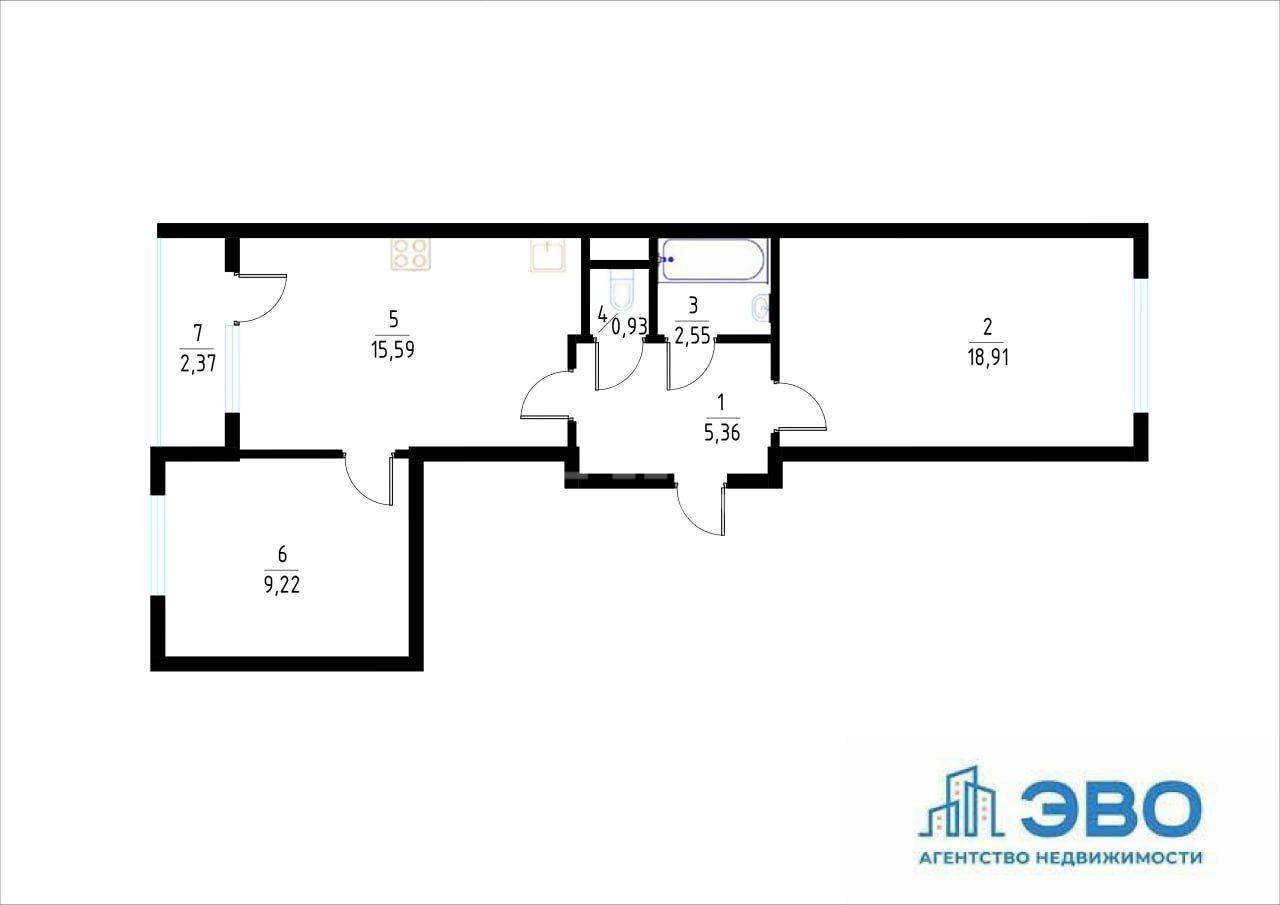 двухкомнатная квартира в Санкт-Петербурге по адресу: Западный проезд, 13, к 1