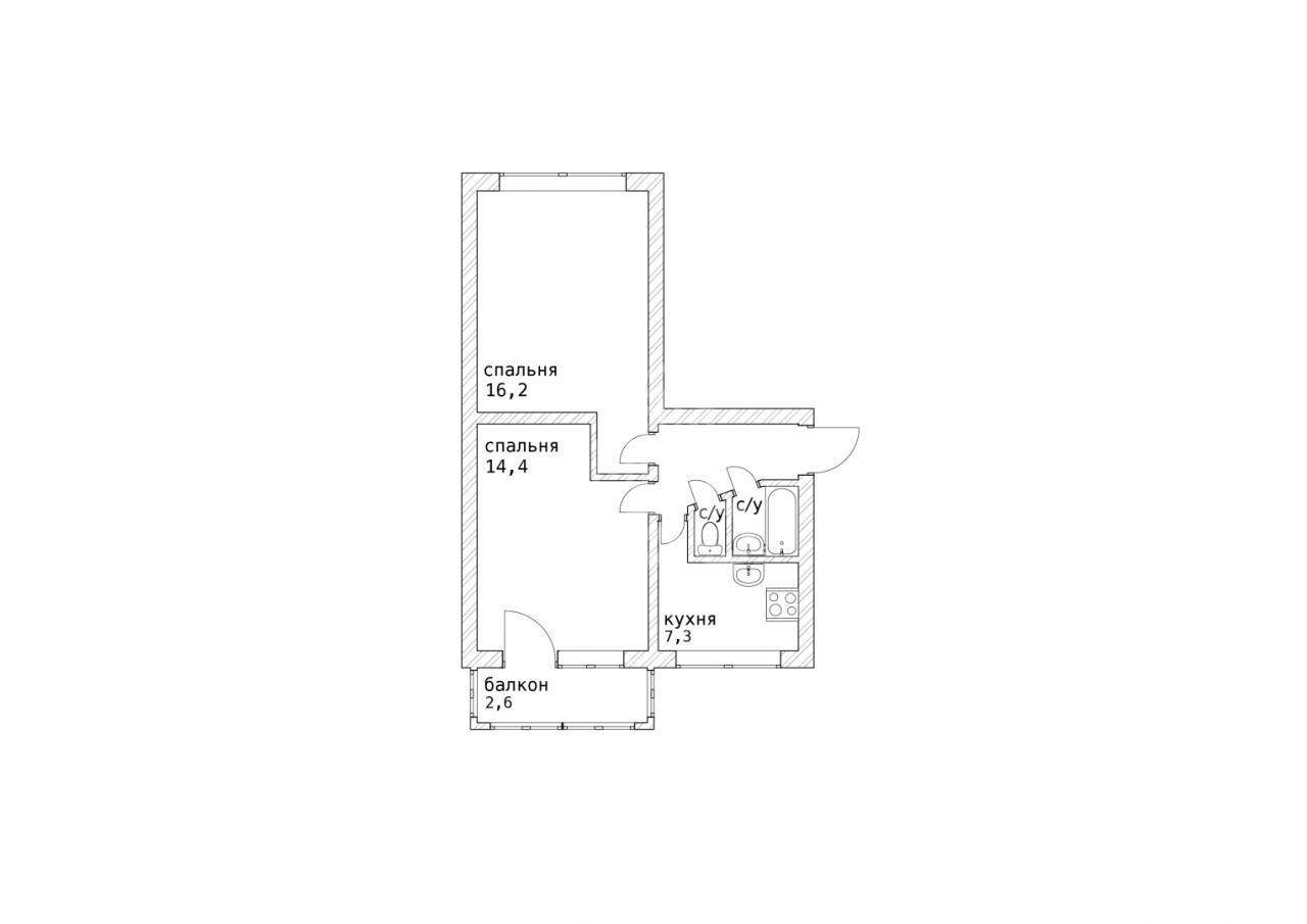 двухкомнатная квартира в Санкт-Петербурге по адресу: Бухарестская ул., 92, литера А