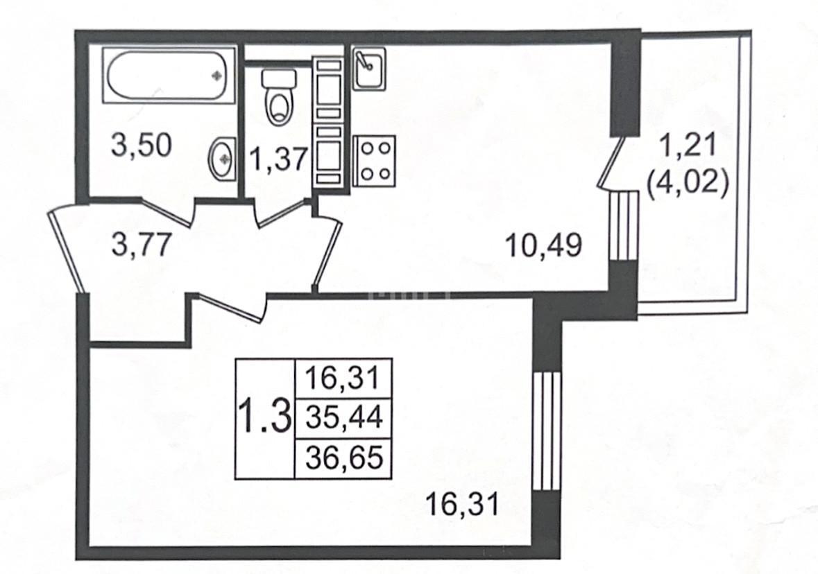 однокомнатная квартира в Санкт-Петербурге по адресу: Ветеранов проспект, 171, к 5, строение 1