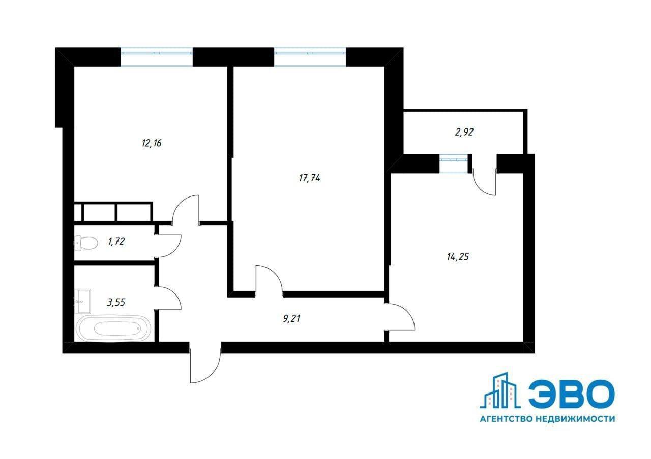 двухкомнатная квартира в Санкт-Петербурге по адресу: Славянская ул., 28, строение 1