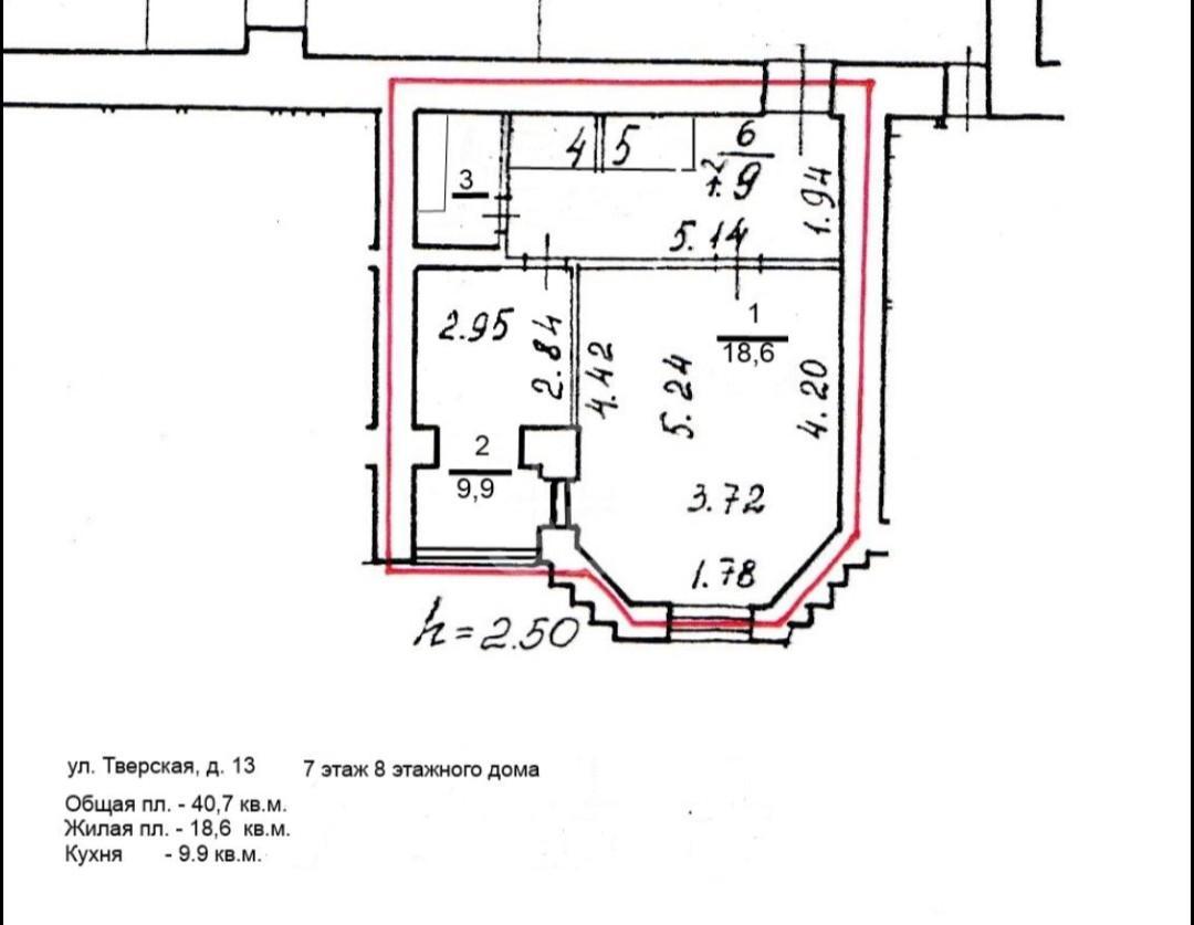 однокомнатная квартира в Санкт-Петербурге по адресу: Тверская ул., 13