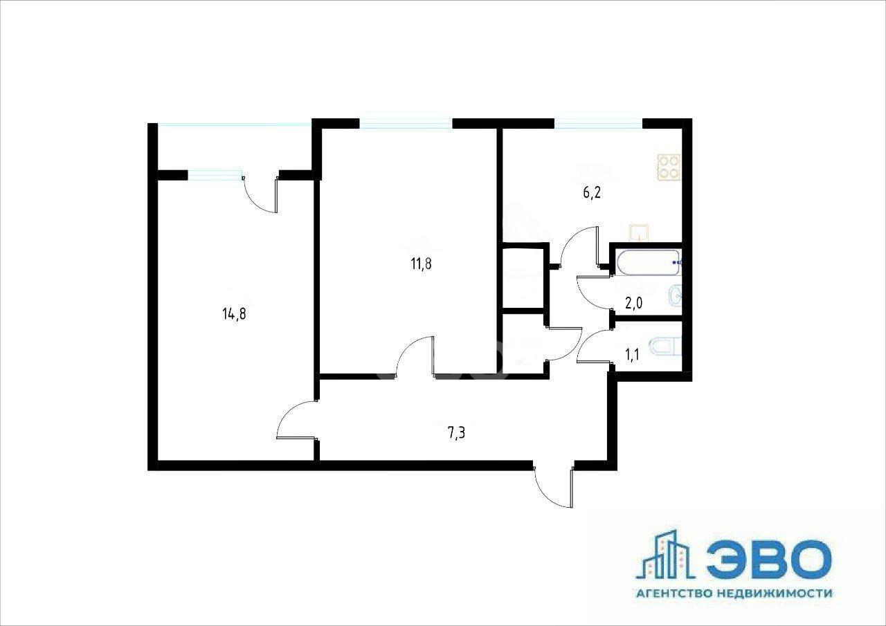 двухкомнатная квартира в Санкт-Петербурге по адресу: Партизана Германа ул., 18, к 1, литера А