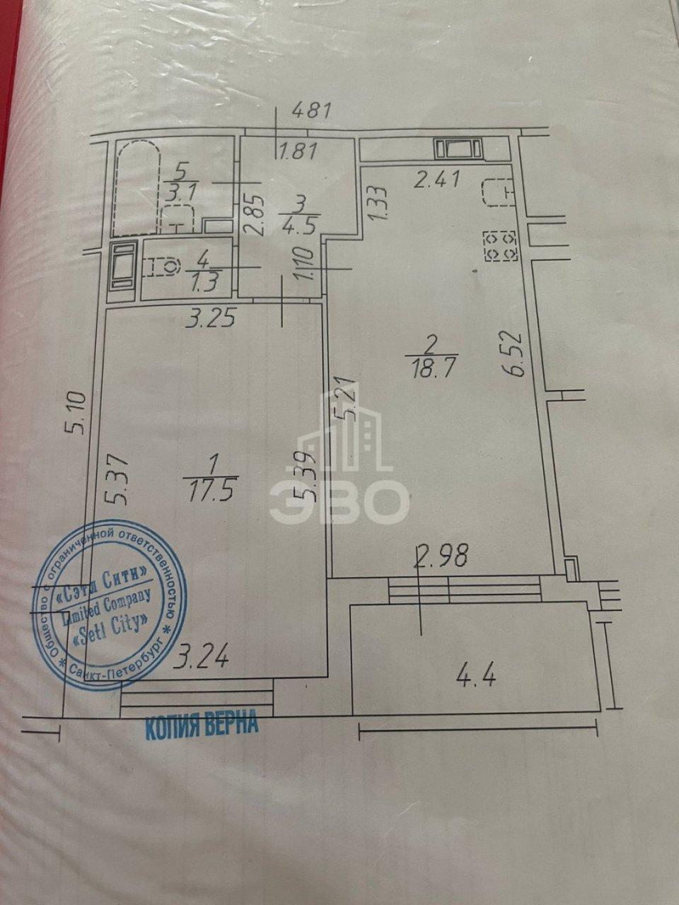однокомнатная квартира в Санкт-Петербурге по адресу: Октябрьская наб., 34, к 5