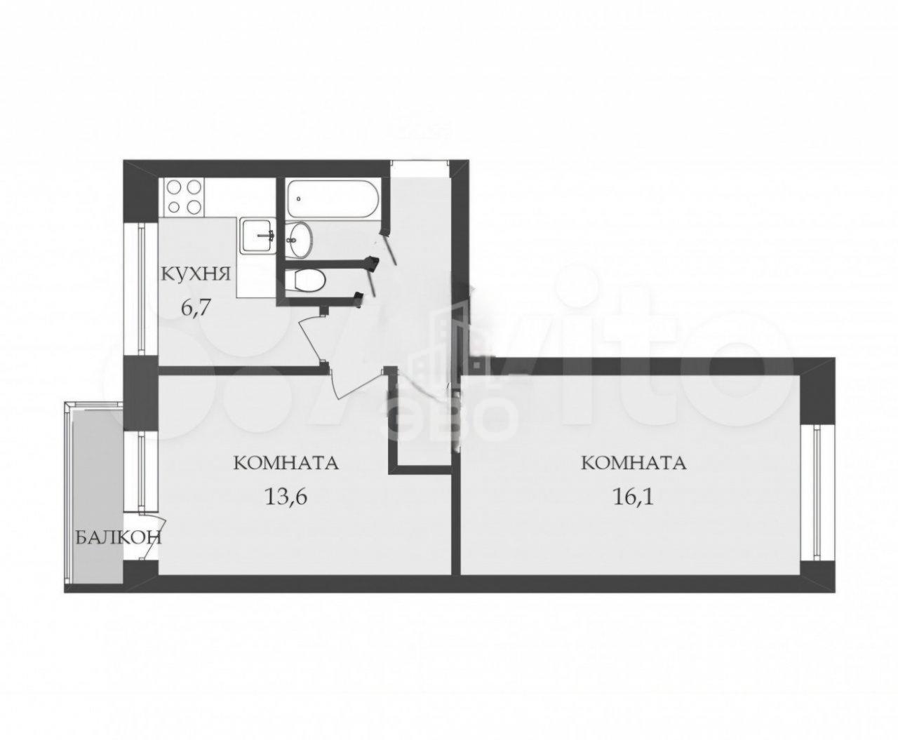 двухкомнатная квартира в Санкт-Петербурге по адресу: Славы проспект, 10, к 5