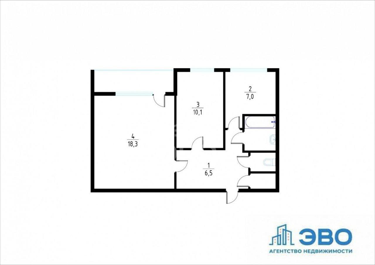 двухкомнатная квартира в Санкт-Петербурге по адресу: Шостаковича ул., 5, к 1, литера А