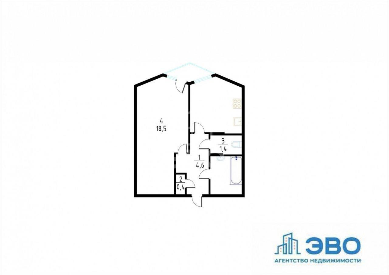 однокомнатная квартира в Санкт-Петербурге по адресу: Новосмоленская наб., 6