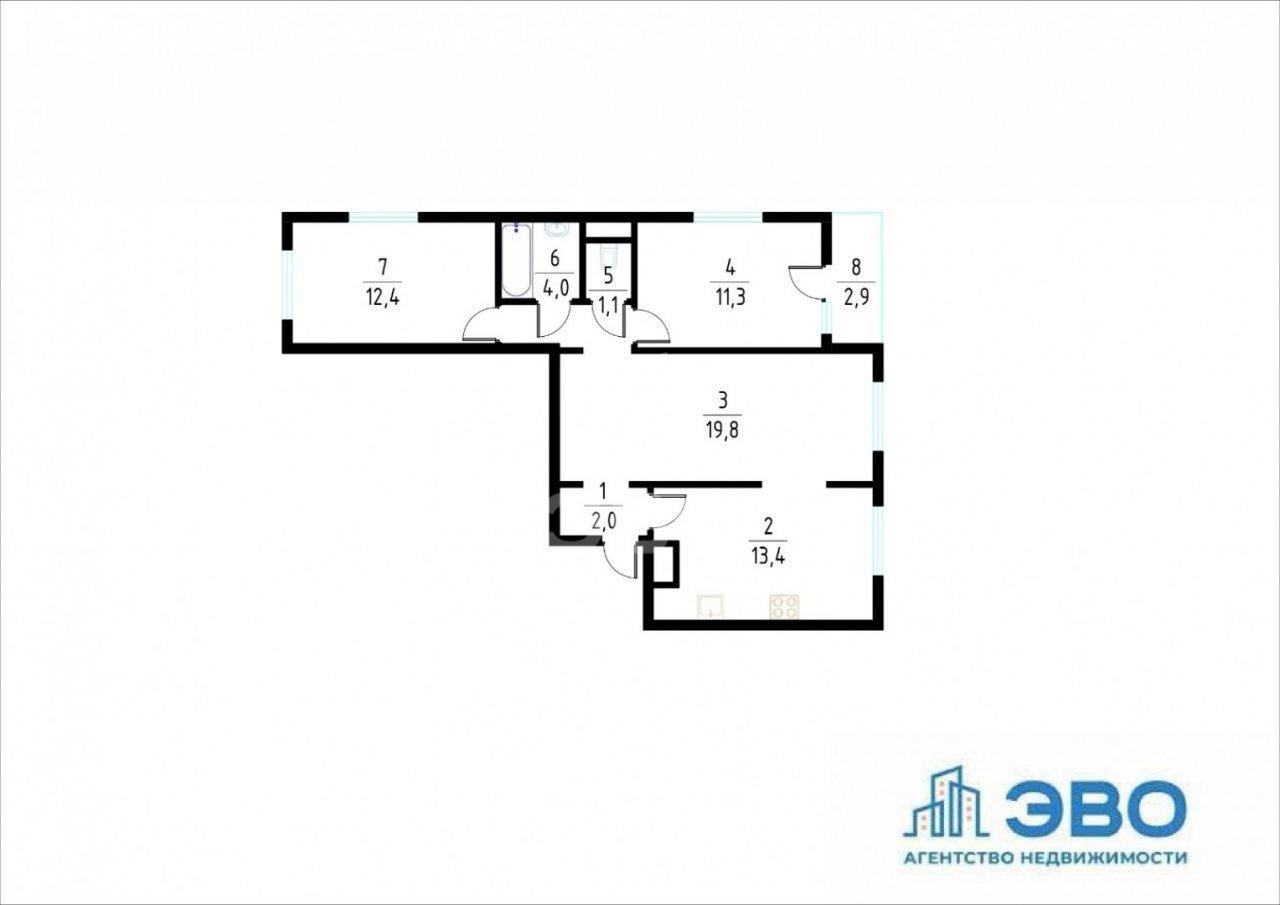 трехкомнатная квартира в Санкт-Петербурге по адресу: Пискарёвский проспект, 145, к 4