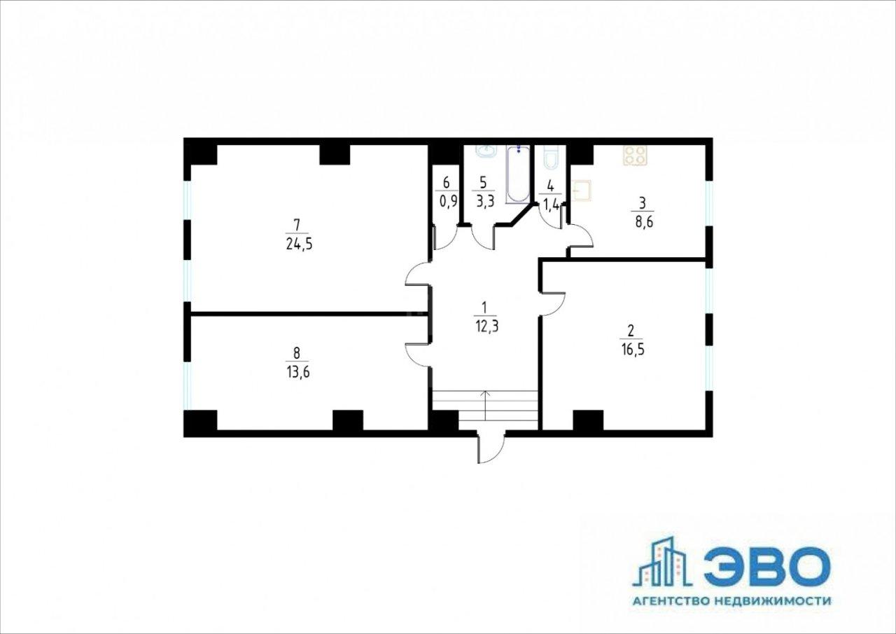 трехкомнатная квартира в Санкт-Петербурге по адресу: Бородинская ул., 13, литера А