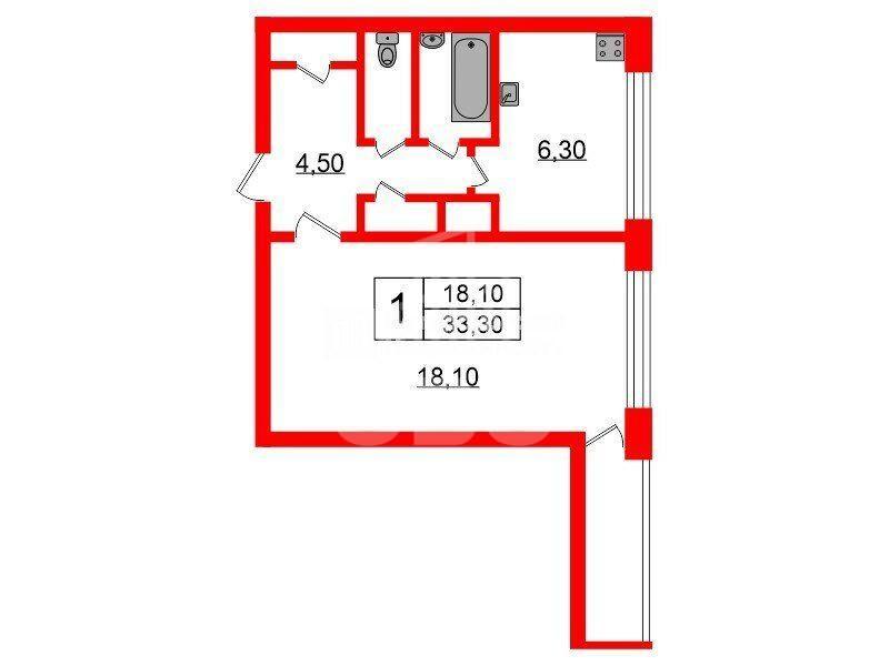однокомнатная квартира в Санкт-Петербурге по адресу: Кустодиева ул., 10, к 2, литера А