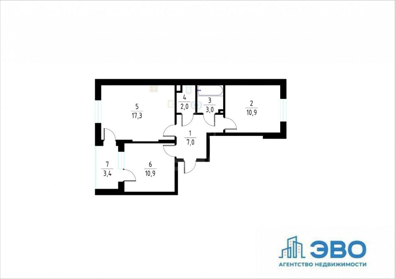 двухкомнатная квартира в Санкт-Петербурге по адресу: Пулковское ш., 99, к 6, строение 1