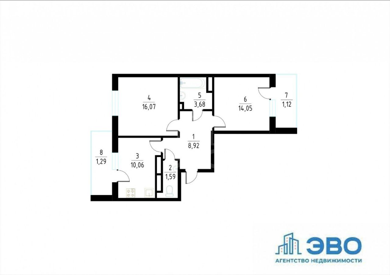 двухкомнатная квартира в Санкт-Петербурге по адресу: Адмирала Черокова ул., 22, литера А