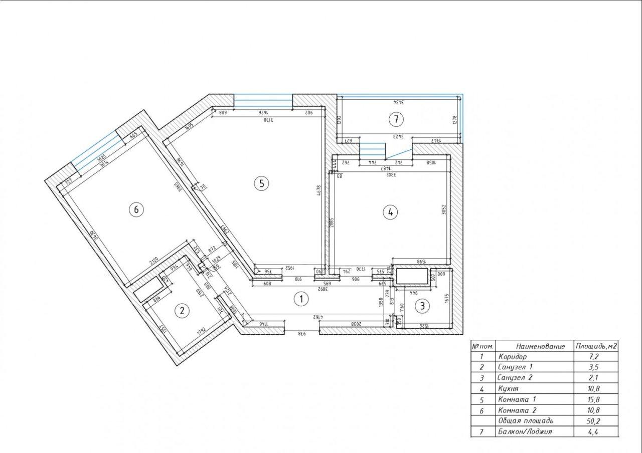 двухкомнатная квартира в Санкт-Петербурге по адресу: Плесецкая ул., 10, строение 1