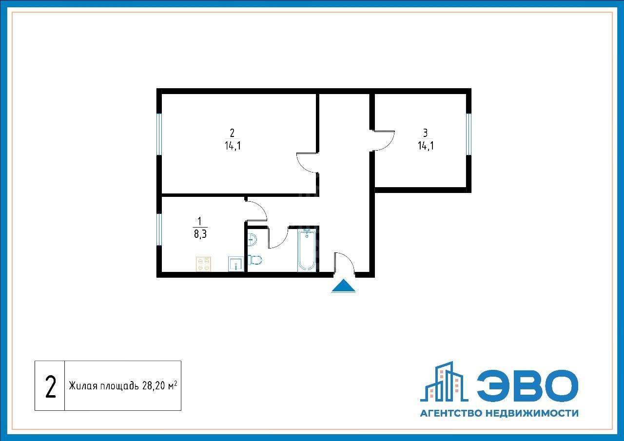двухкомнатная квартира в Санкт-Петербурге по адресу: Маршала Казакова ул., 9, к 2
