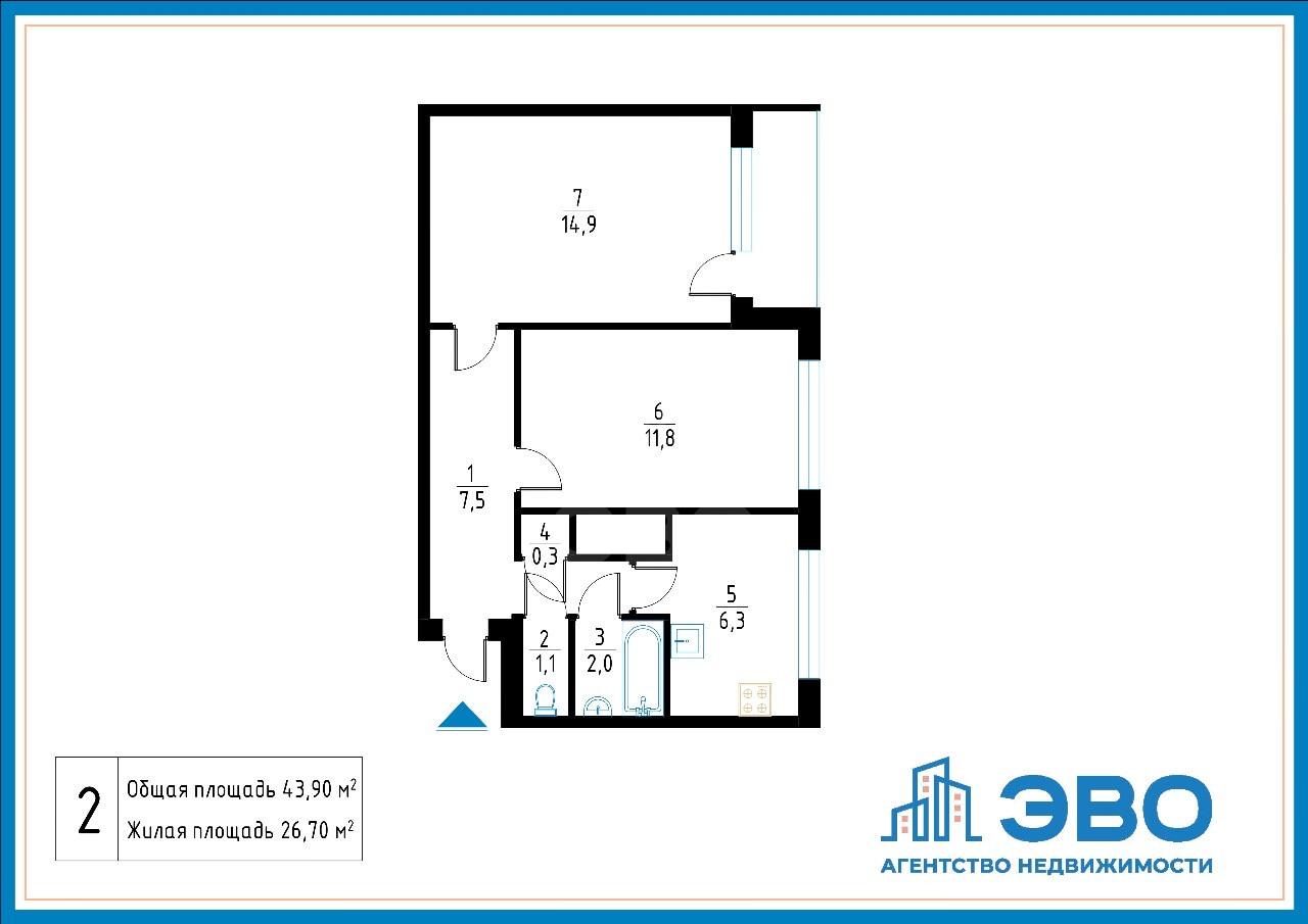 двухкомнатная квартира в Санкт-Петербурге по адресу: Стойкости ул., 20, литера А