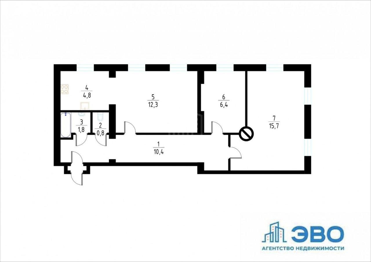 двухкомнатная квартира в Санкт-Петербурге по адресу: 5-я Красноармейская ул., 21, литера а