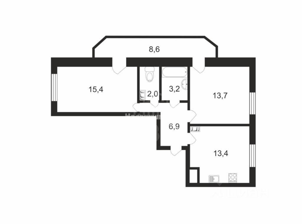 двухкомнатная квартира в Санкт-Петербурге по адресу: Советский проспект, 2, строение 1
