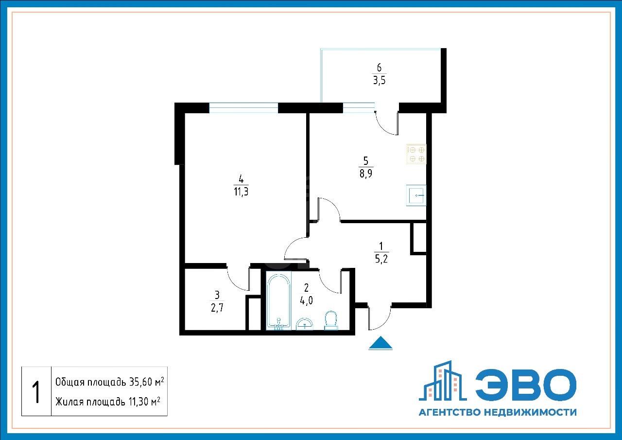 однокомнатная квартира в Санкт-Петербурге по адресу: Ручьевский проспект, 15