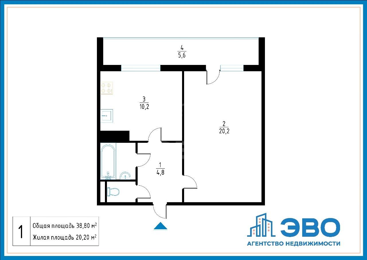 однокомнатная квартира в Санкт-Петербурге по адресу: Бадаева ул., 7, литера А