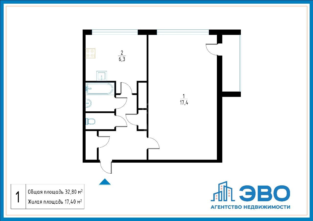 однокомнатная квартира в Санкт-Петербурге по адресу: Черкасова ул., 5, к 1, литера А