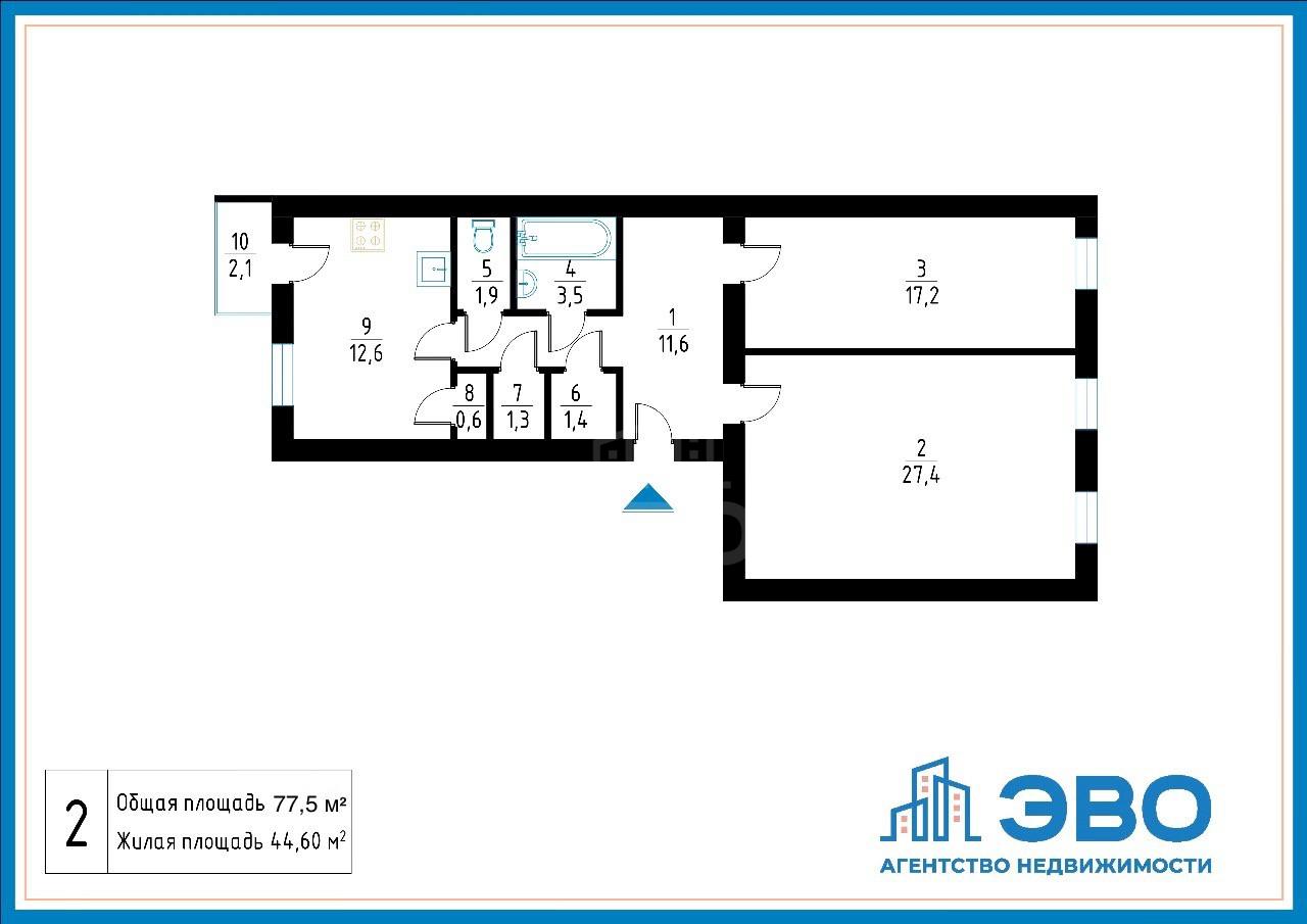 двухкомнатная квартира в Санкт-Петербурге по адресу: Измайловский проспект, 18, литера А